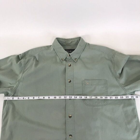 Eddie Bauer Casual Button Down Shirt Men's Large Green 100% Cotton Woven Outdoor - Picture 8 of 11